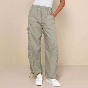 Lulus Modish Aesthetic Olive Green High-rise Cargo Jogger Pants - Size XL